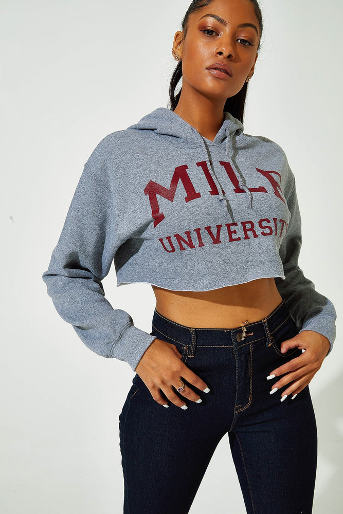 Classic Cropped Hoodie Heather Grey