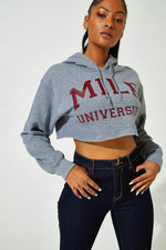 Classic Cropped Hoodie Heather Grey