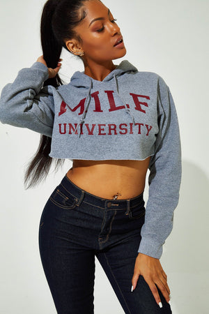 Classic Cropped Hoodie Heather Grey