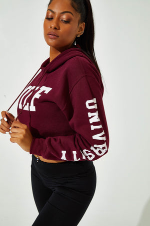 Freshmen Cropped Hoodie Maroon